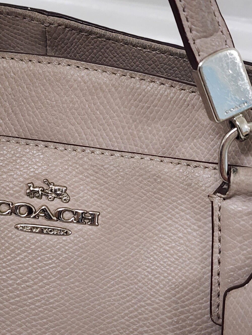 Coach Mini Christie Carryall Leather Satchel Crossbody Bag Taupe - Picture 12 of 16